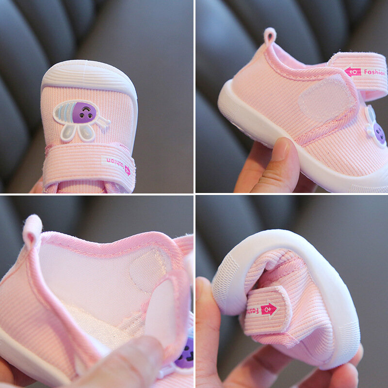 أحذية الأطفال الرضع الفتيان الفتيات أحذية غير رسمية القماش سرير أحذية الصغار لينة وحيد المضادة للانزلاق الأولى مشوا تنفس الاطفال أحذية رياضية