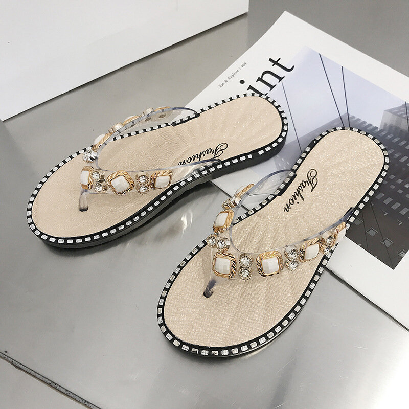 Scarpe donna primavera estate 2023 infradito piatto infradito strass moda confortevole punta aperta sandali di lusso donna designer