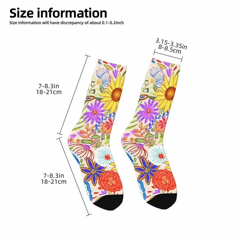 Summer Festive Floral Socks Harajuku Sweat Absorbing Stockings All Season Long Socks Accessories for Unisex Gifts