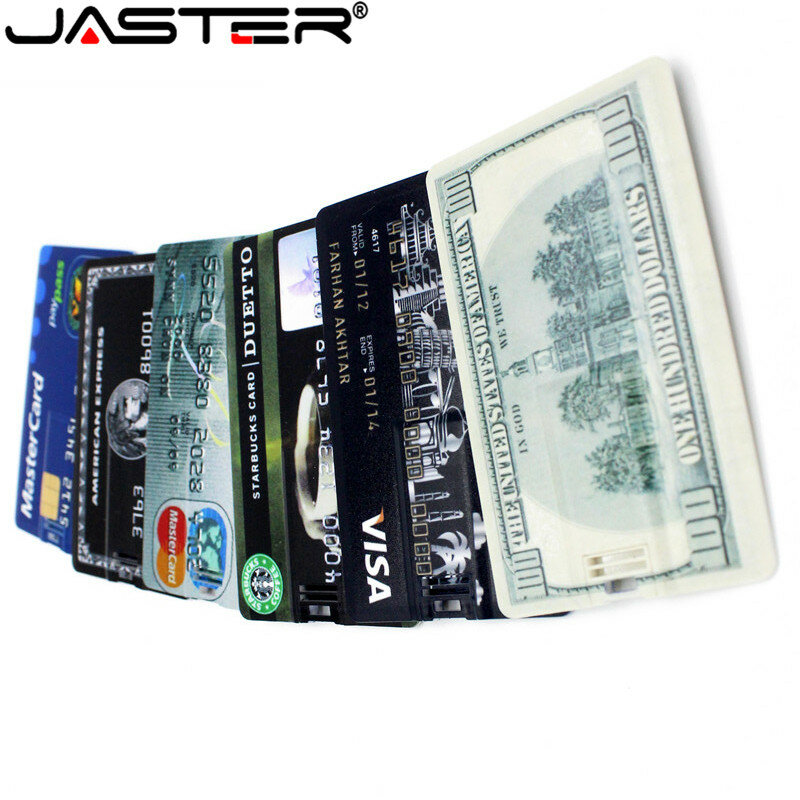 Jaster usb flash drive cartão de crédito vara de memória à prova dwaterproof água ultra-fino portátil caneta drive cartão de banco forma presente 64gb 32gb 16gb