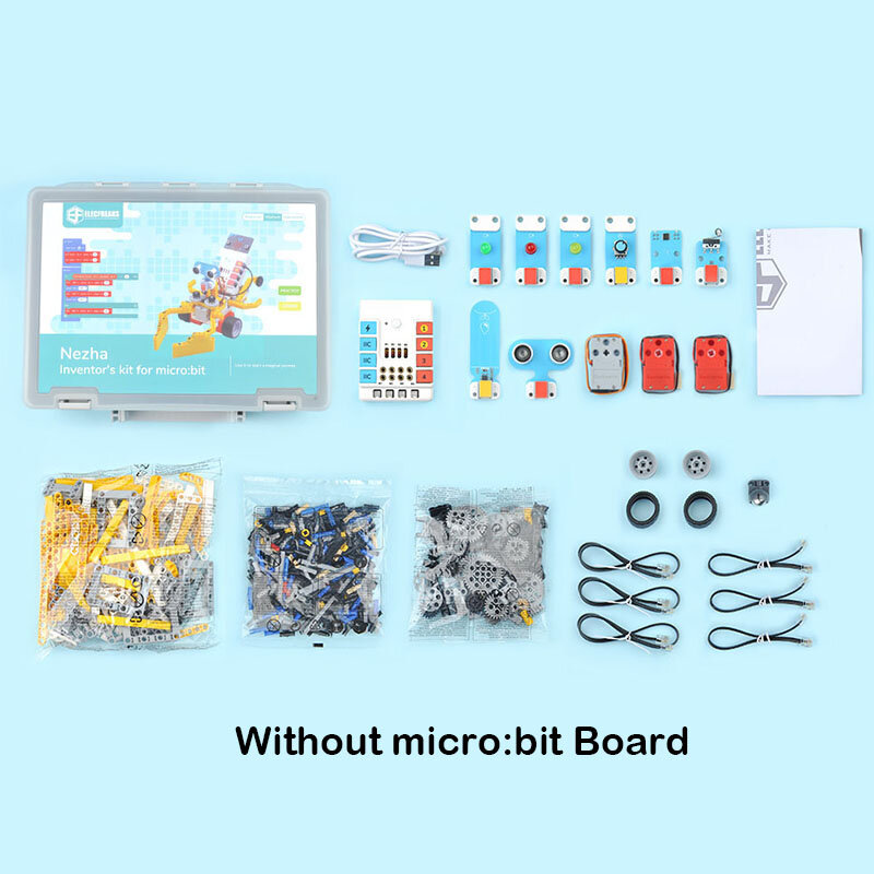 ELECFREAKS micro:bit Nezha 48 w 1 zestawie wynalazcy (bez micro:bit Board) 400 sztuk cegieł interaktywne akcesoria do kodowania