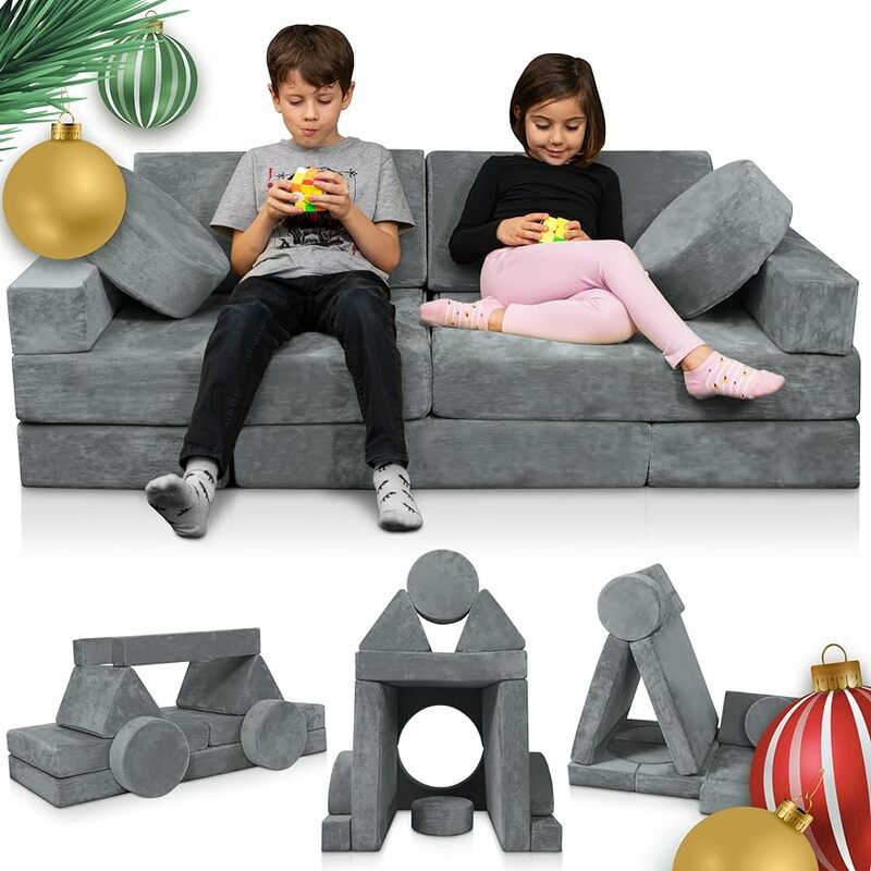 Sofá secional modular para crianças, Criança Play Couch, Mobília do quarto para crianças, Espuma conversível, Quarto