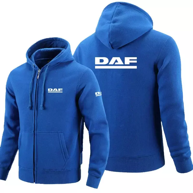 Camisola com zíper com logotipo DAF masculina, capuz longo, roupas casuais, moda, outono, inverno, 2023
