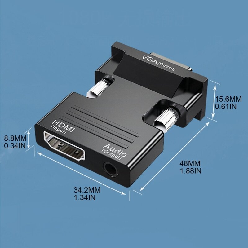 F3KE Konverter Konektor Betina VGA Jantan Kompatibel dengan HDMI Proyektor HDTV Konektor Kotak Set-top Tampilan Komputer