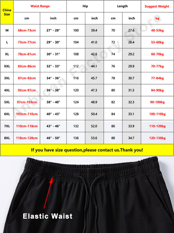 Summer Short Men Breeches Breathable Cooling Nylon Spandex Sportswear Loose Capris Pants Male 3/4 Casual Shorts Plus Size 8XL