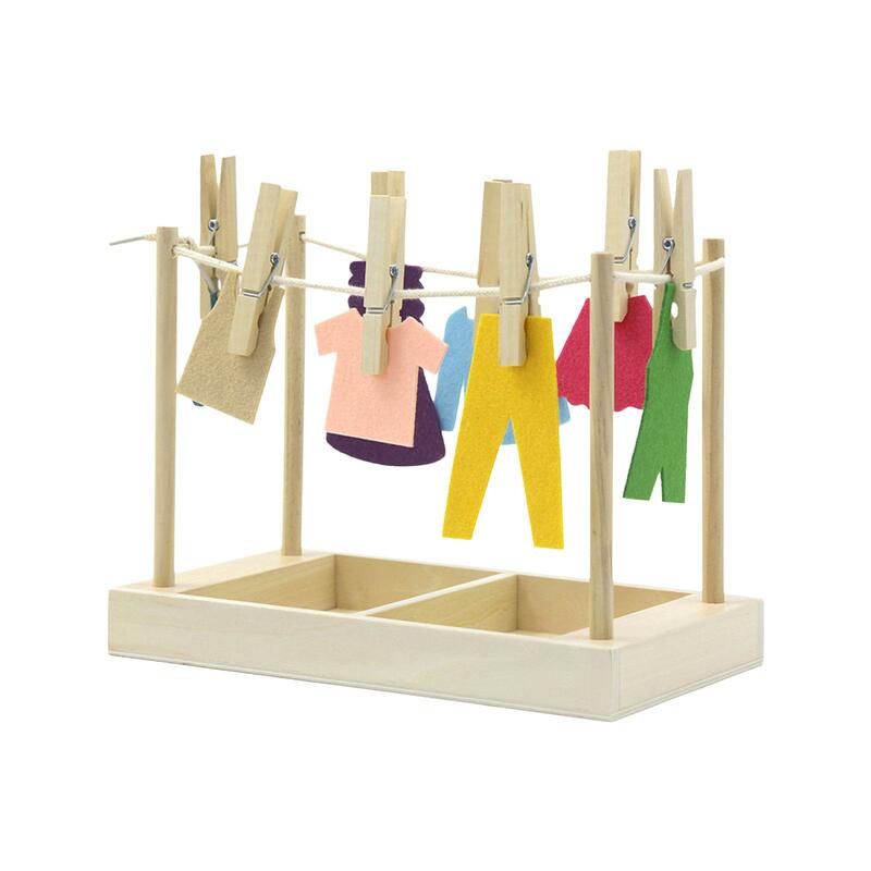Hanging Clothes Develop Motor Skills Pretend Play Color Recognition Drying Clothing Educational Toy for Boys Girls Party Gift
