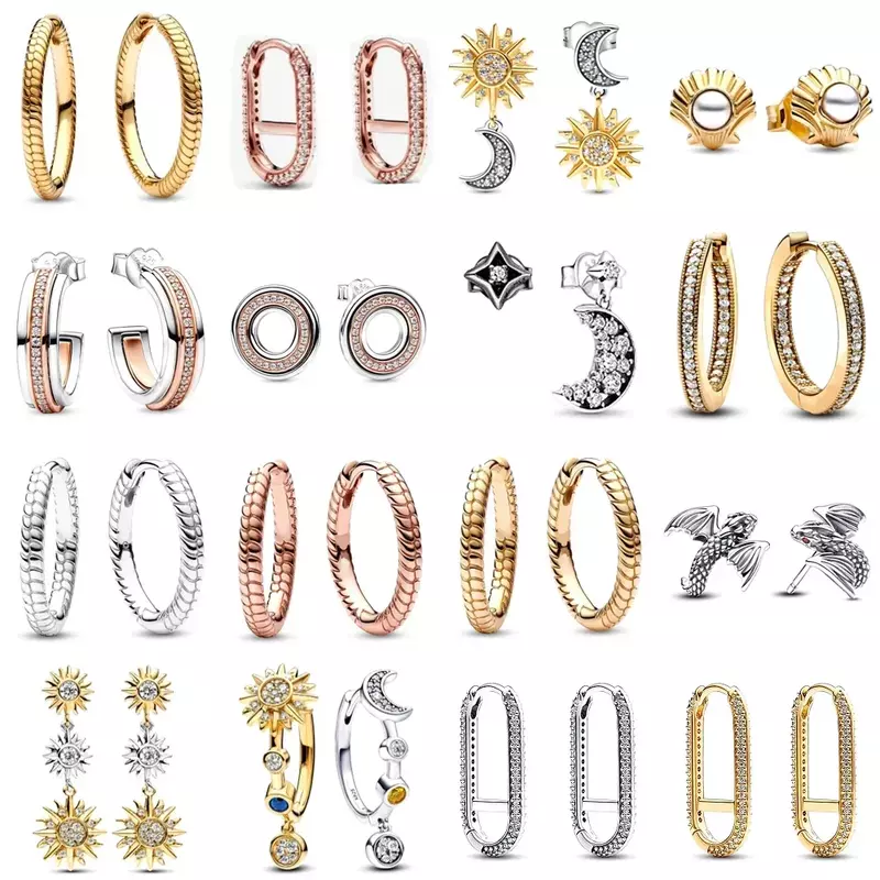 2023 baru 100% 925 perak murni Koleksi Musim Panas ular pola rantai anting Hoop cocok DIY mode wanita hadiah perhiasan asli