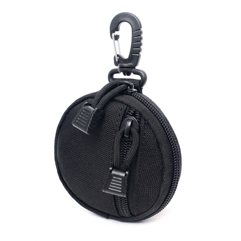 Kantong dompet bulat portabel saku kunci koin untuk berburu pinggang dengan klip tas aksesori luar ruangan dompet EDC