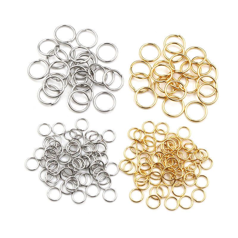 200 peças 3-10mm de aço inoxidável cor de ouro diy jóias descobertas abertas único laço anéis de salto e anel de divisão para fazer jóias
