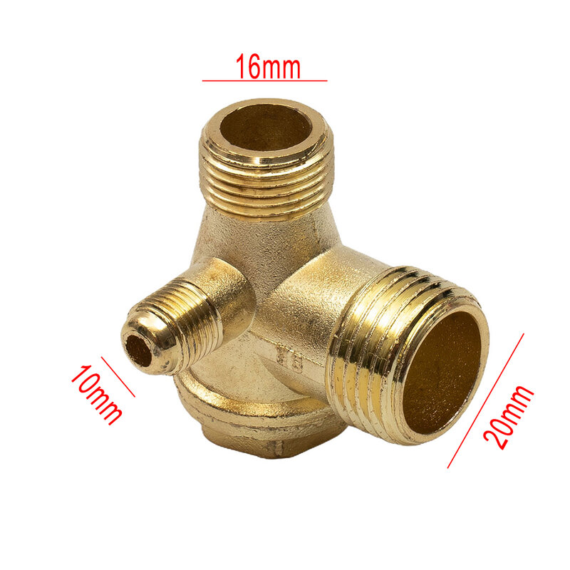 Conectores de válvulas de retención de rosca macho para compresor de aire, aleación de Zinc de 3 puertos, accesorios de 20mm/16mm/10mm, 1 piezas