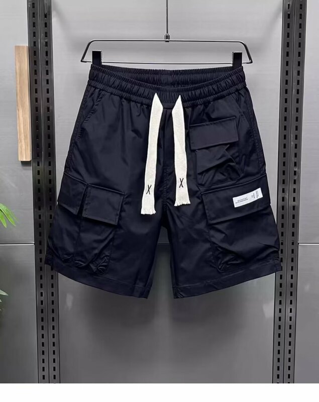 Macacão solto de bolso múltiplo masculino, shorts casuais de fitness, streetwear Harajuku, secagem rápida, moda ao ar livre, alta qualidade