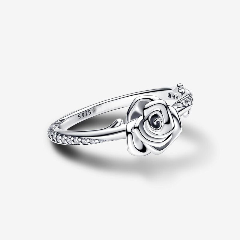 2024 New 925 Silver White Rose in Bloom Collier collana Rint orecchini 1Set per le donne Fashion Luxury Style Jewelry Set