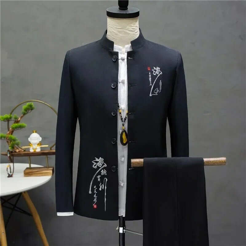 XX429Zhongshan suit all-match giacca da sposo autunno retro trend suit