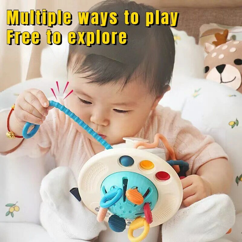 Jouets éducatifs Montessori pour bébé, développement sensoriel, corde de traction, préhension des doigts, entraînement, jouet d'apprentissage précoce, dentition sans BPA, 1 à 3 ans