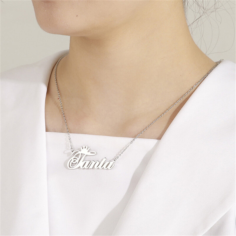 My Shape Custom Name Necklaces Stainless Steel Customized Personalized Arabic Necklace Letter Gold Color Choker Pendant Jewelry