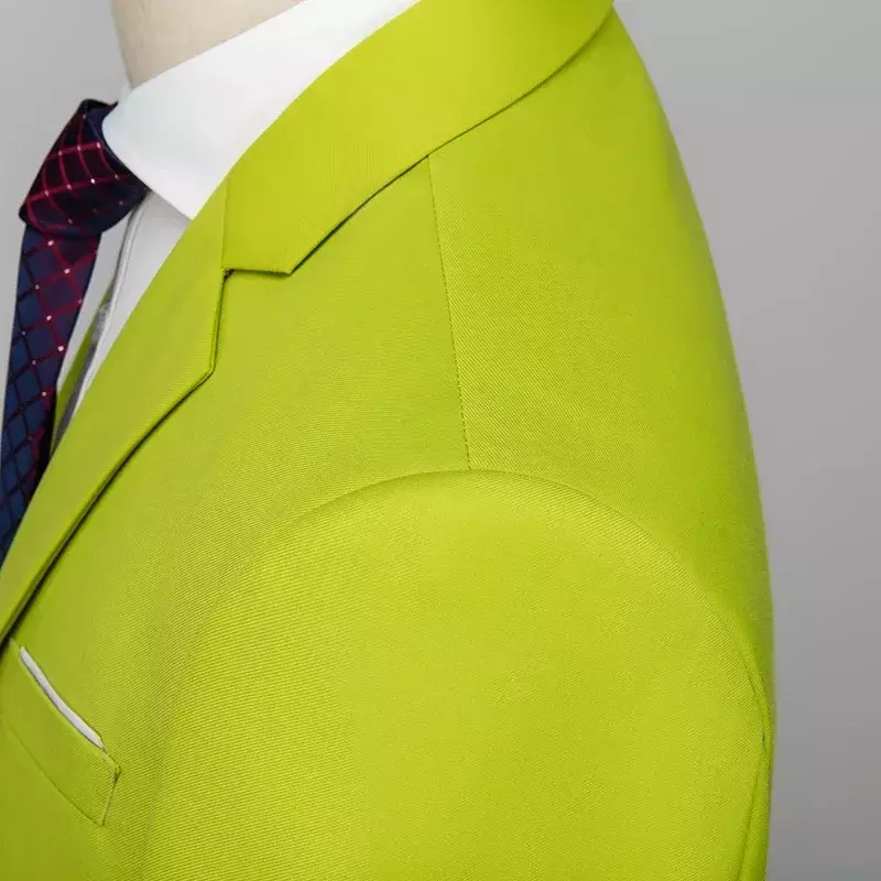 Setelan pakaian bisnis pria, mantel celana panjang warna polos kasual satu kancing dengan dua kancing