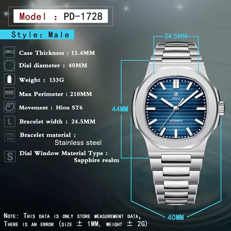 Новинка 2024, мужские Роскошные автоматические часы из нержавеющей стали с сапфировым стеклом, механические часы Nautilus PP высокого качества