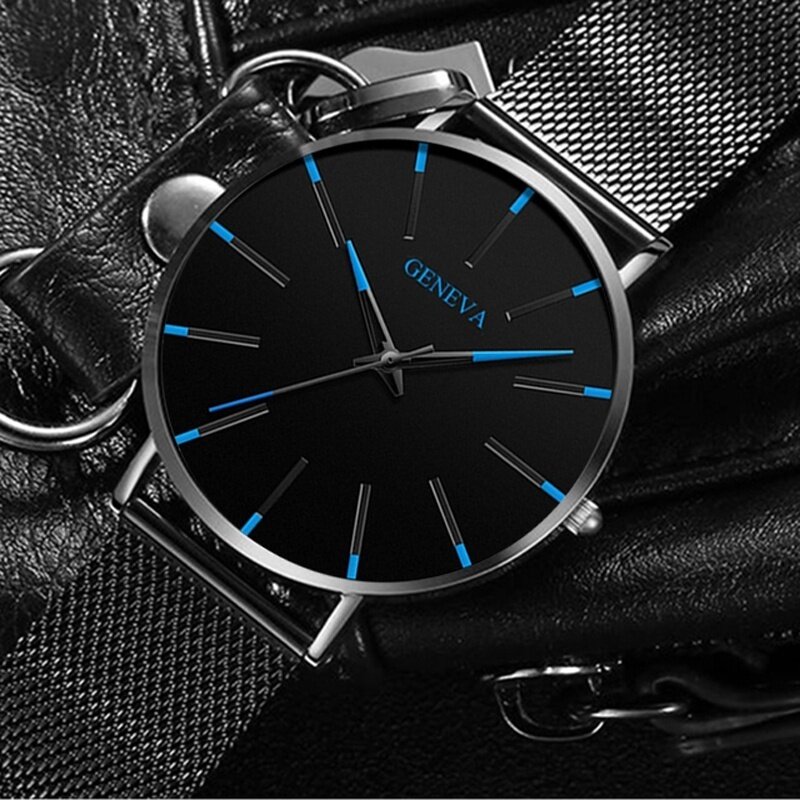 reloj hombre 2023 Quartz Watch for Men Simple Minimalist Casual Watches Men's Fashion Stainless Steel Mesh Band Ultra Thin Watch