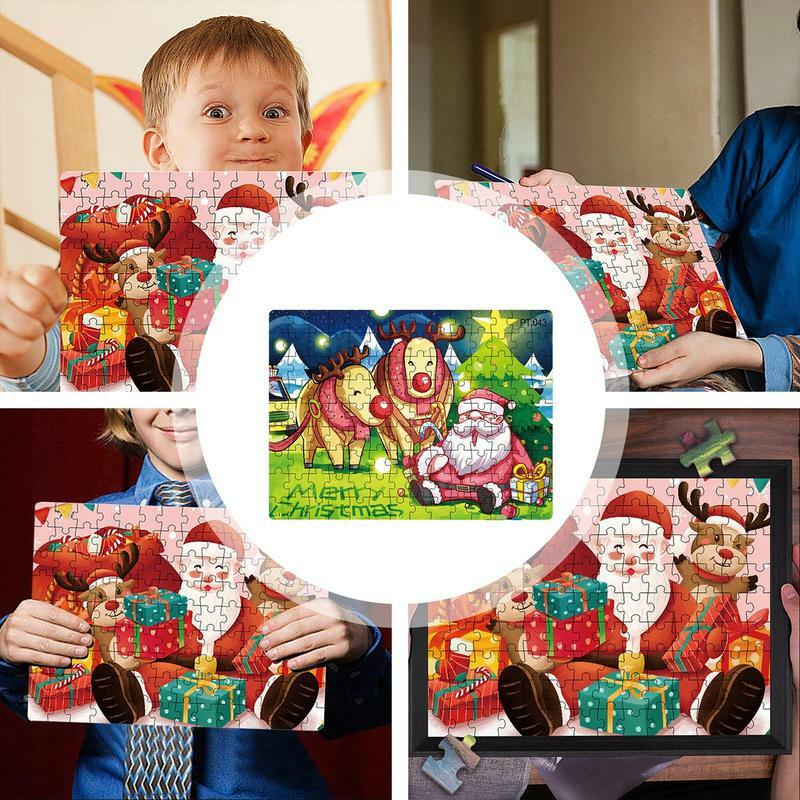 Teka-teki Santa Claus teka-teki Santa Claus karton Jigsaw Puzzle besar musim dingin dekorasi Santa Claus untuk anak perempuan anak-anak usia 2-8