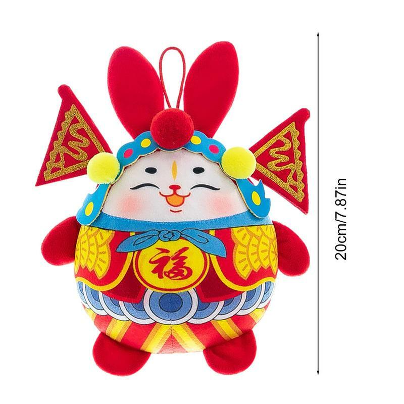 Boneka maskot kelinci, maskot kelinci untuk boneka kelinci Tahun Baru 2023, mainan mewah kelinci gaya Cina untuk