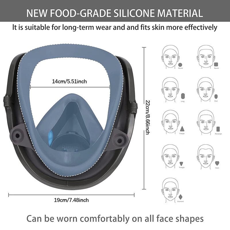 Masker Full Face 15ใน1นำมาใช้ใหม่มุมมองกว้างใช้กันอย่างแพร่หลายในงานทาสีและงานเชื่อม6800ไม้