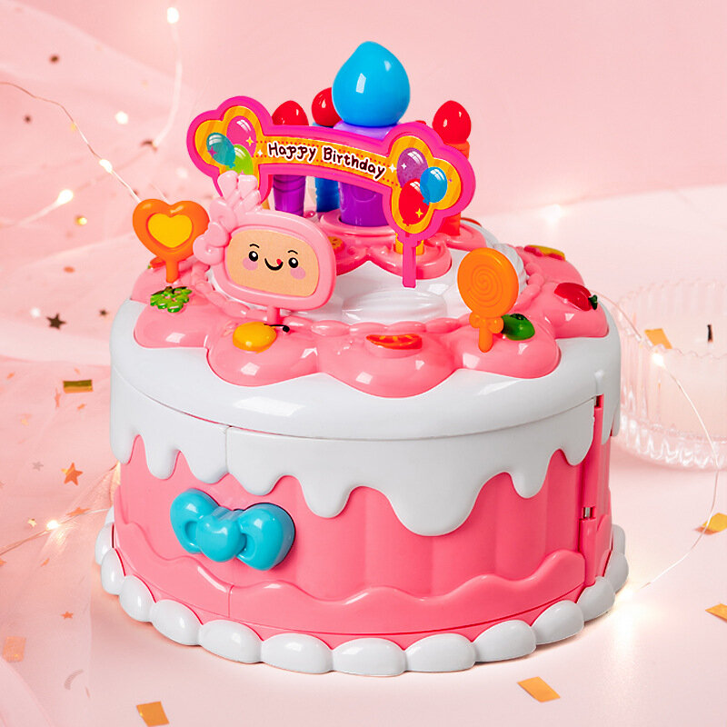 Princess Play House Toys for Girls, Pretty Cartoon, Cake Cute, Music Box, Decorações Set, Melhores Presentes de Aniversário, Crianças, Meninas