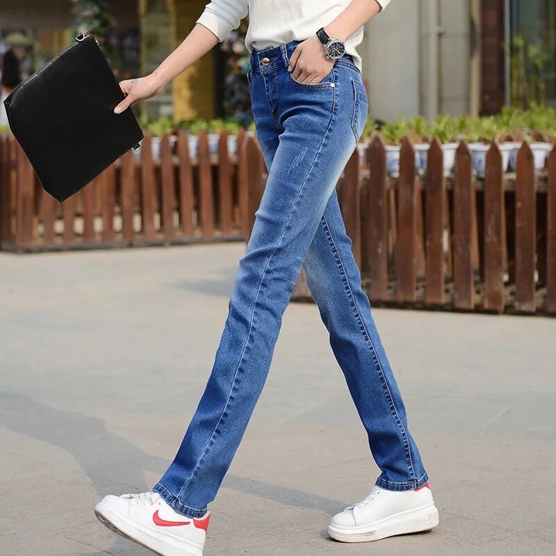 Джинсы женские прямые мешковатые, повседневные мешковатые брюки в Корейском стиле с высокой талией, большие размеры 25-34, весна-осень
