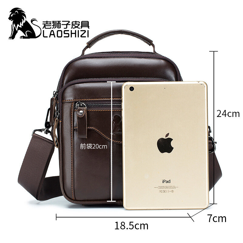 LAOSHIZI New Handbag Original leisure shoulder bag husband 100% cowhide luxury design messenger bag crossbody bags for men