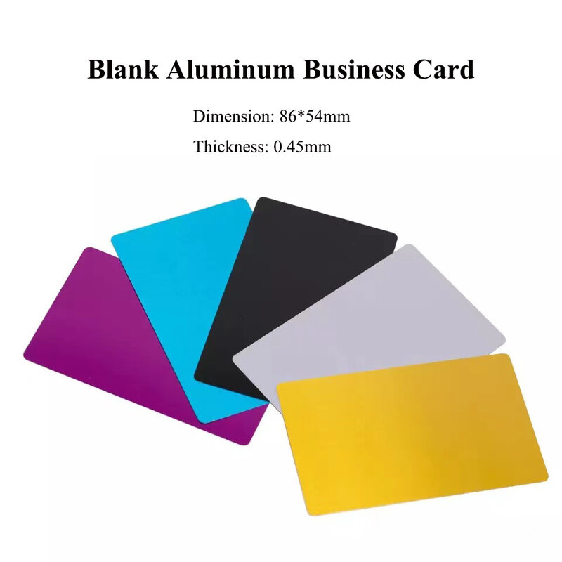 0.45mm em branco liga de alumínio nome do negócio cartão de crédito metal material de testes suprimentos para marcação a laser máquina de gravura diy