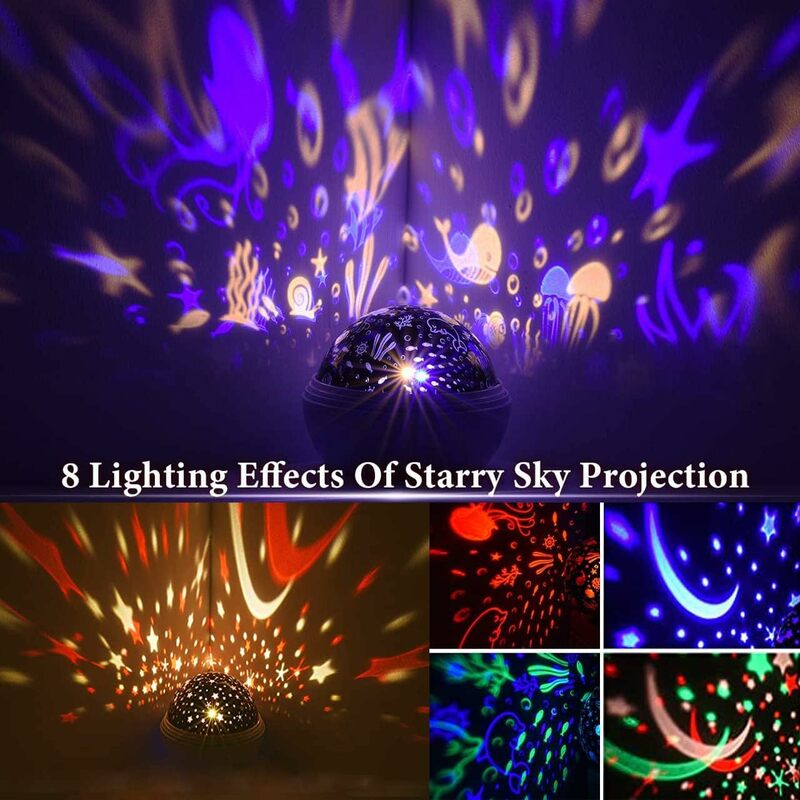 Projetor Starry Night Light para meninas, rotação de 360 °, projetor Ocean Wave para crianças, presentes de Natal para crianças