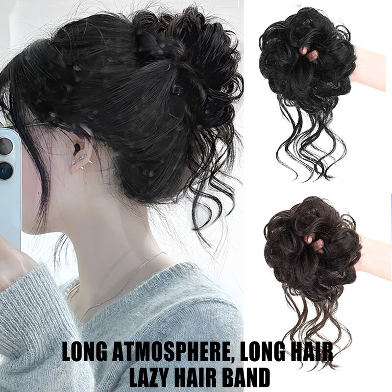 Perruque de cheveux synthétiques pour femme, artefact de photographie de coiffure coréenne, tête de boule de barbe de dragon paresseux, anneau de perruque