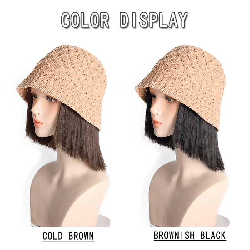 Peruka czapki zintegrowane damskie krótkie włosy kapelusze słomkowe letnie kapelusze rybackie modne kapelusze przeciwsłoneczne naturalne nakrycia głowy Bobo
