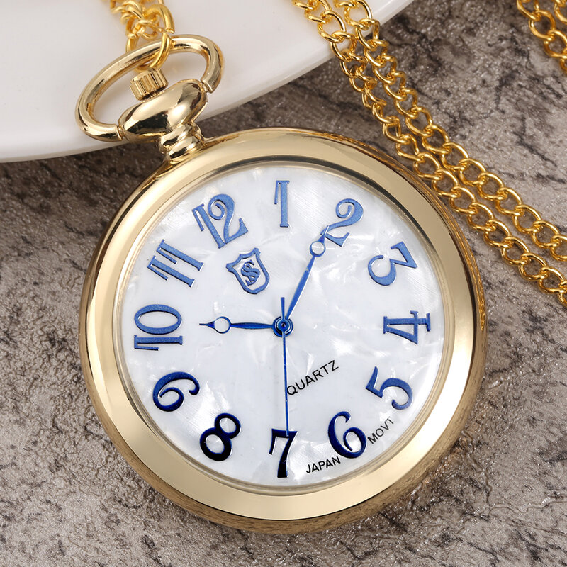 Złoty zegarek kieszonkowy zegarek kieszonkowy kwarcowy uniwersalny zegarek kieszonkowy wodoodporny japoński mechanizm kwarcowy cyfra arabska złota tarcza