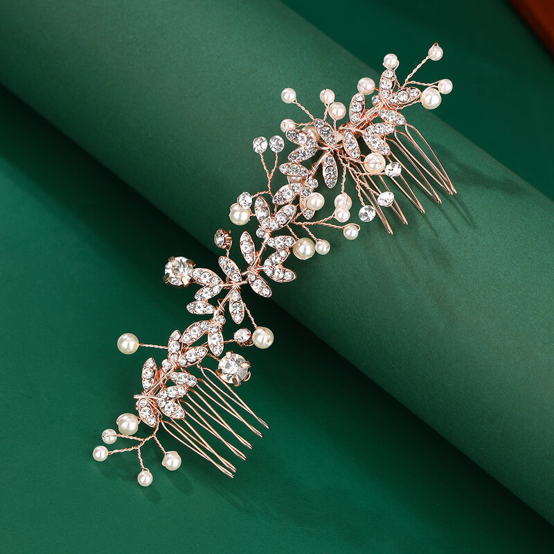 Handmade Wedding  Crytal Hair Comb  with Pearl for bridal