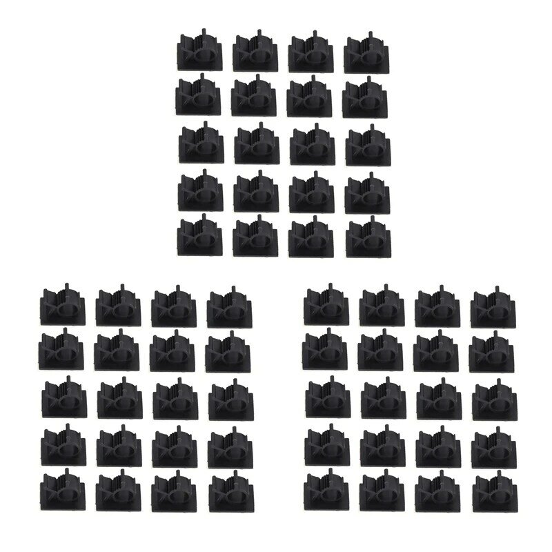 Abrazaderas de plástico ajustables para cables de coche, Clips autoadhesivos, organizador de cables, color negro, 60 piezas
