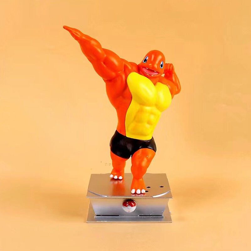 Figura Action Figure Pokémon Gym, Homem Muscular, Charmander, Bulbasaur, Squirtle, Modelo Fit, Brinquedos Figurine Anime, Figuras Fitness, 18cm