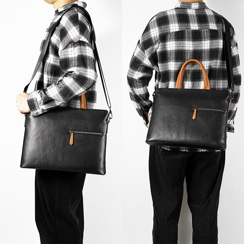 Мужская сумка через плечо из натуральной кожи, портфель для ноутбука 15 дюймов, деловой мессенджер на ремне, школьные ранцы