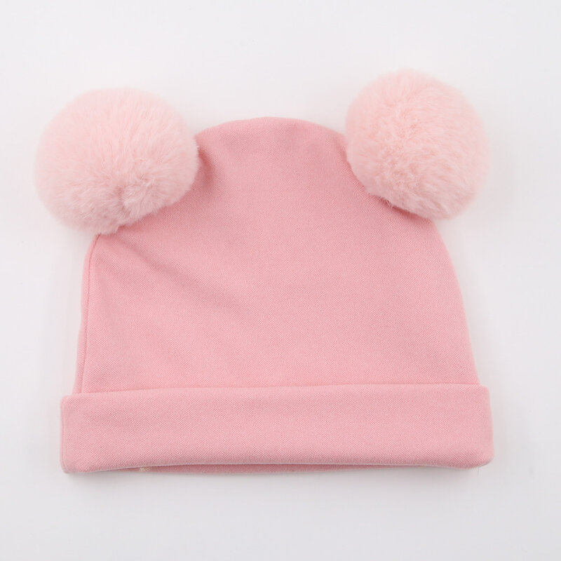 หมวกกันหนาวสำหรับเด็กทารก, หมวกกลมหมวกปอมปอมอุปกรณ์เสริมหมวกเด็ก0-3Y