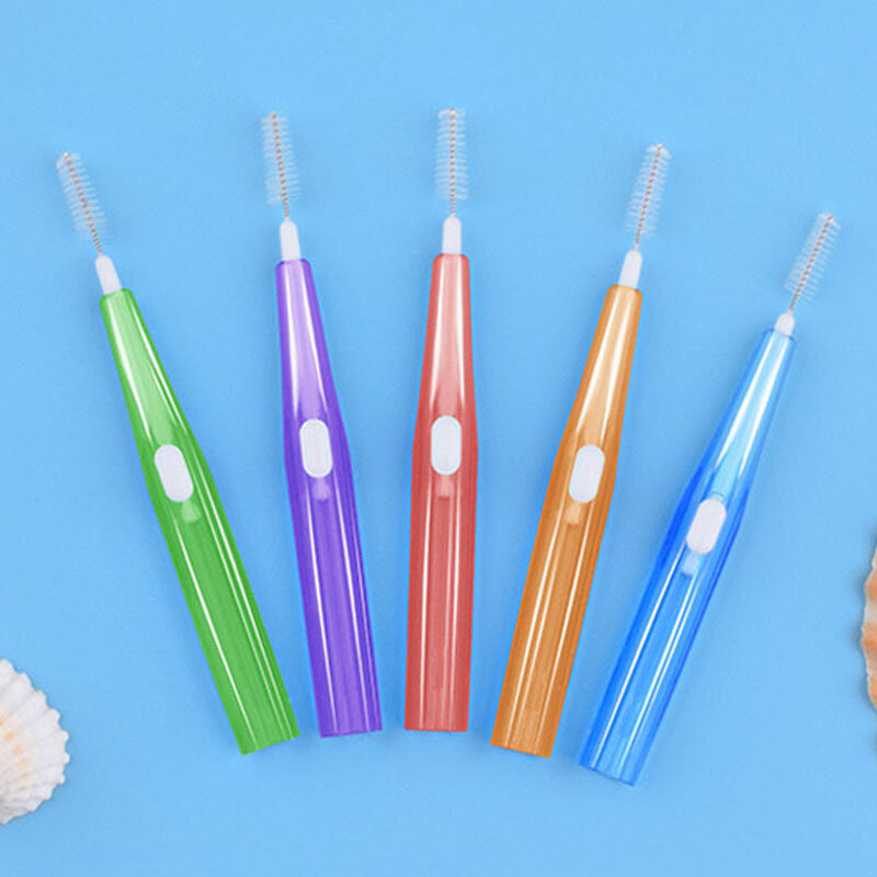 Детская межзубная щетка для чистки между выдвижными зубочистками, чистящие зубные щетки, инструменты для гигиены зубов и полости рта