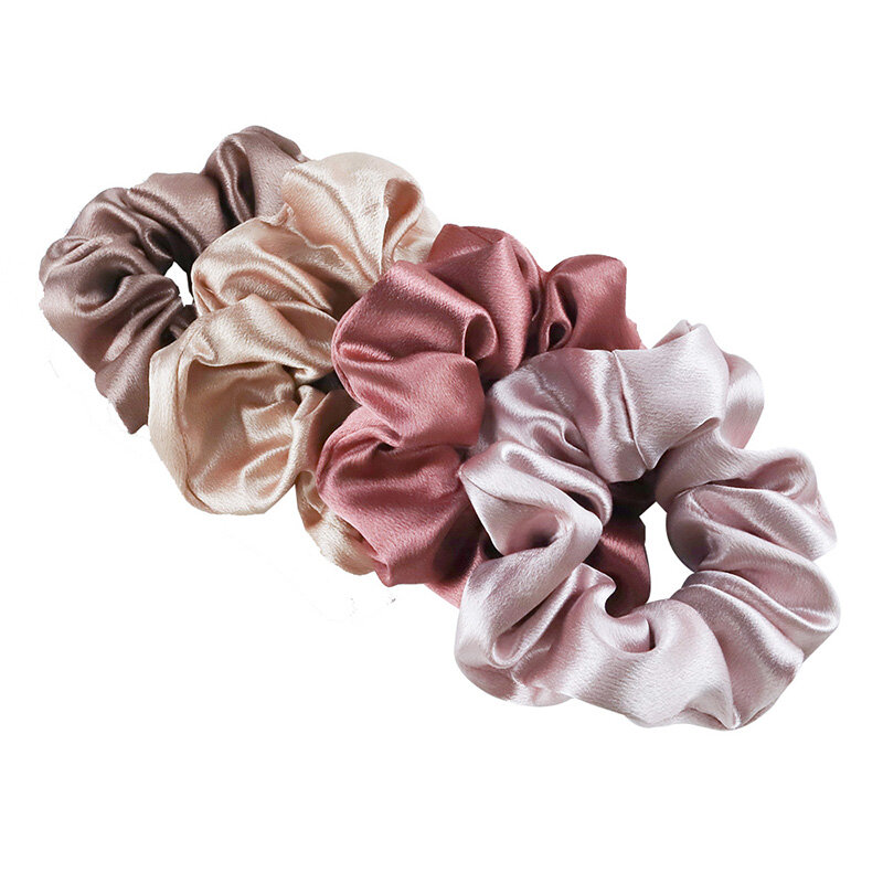 2 sztuk jasne satynowe jedwabne Scrunchies stałe duże elastyczne gumki do włosów kobiety dziewczyny kucyk Holder gumka do włosów zestaw akcesoriów