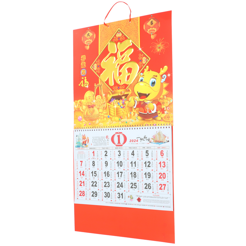 2024 kalendarz ścienny chiński wystrój dekoracyjne wiszące biurko nowy rok wyroby papiernicze do domu wisiorek