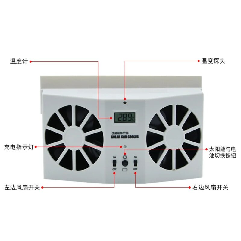 Ventilador de ventilación Solar para vehículo, sistema de ventilación con filtro Hepa para ventana de vehículo, 12v