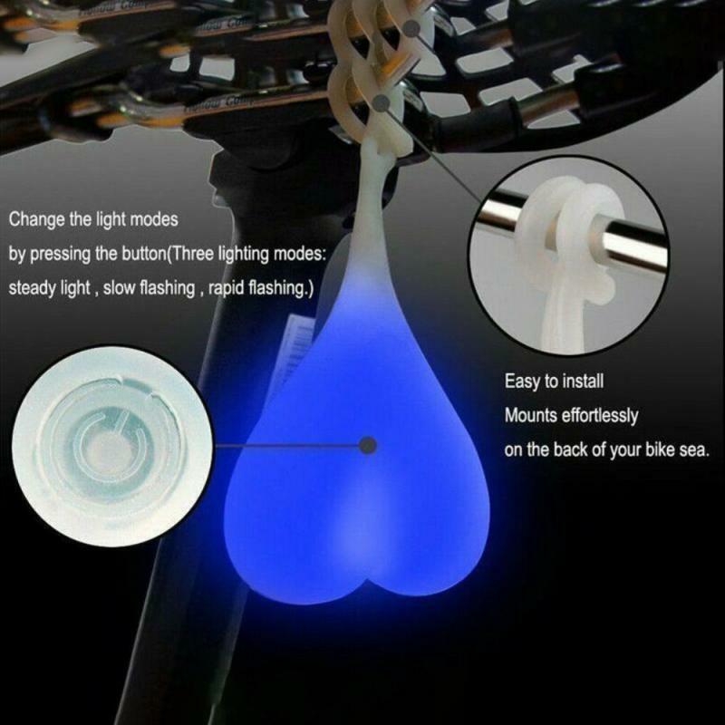 Bicicletta avvertimento flessibile Silicone posteriore posteriore ciclismo LED cuore uovo testicolo lampada decorativa sicurezza ciclismo palla coda