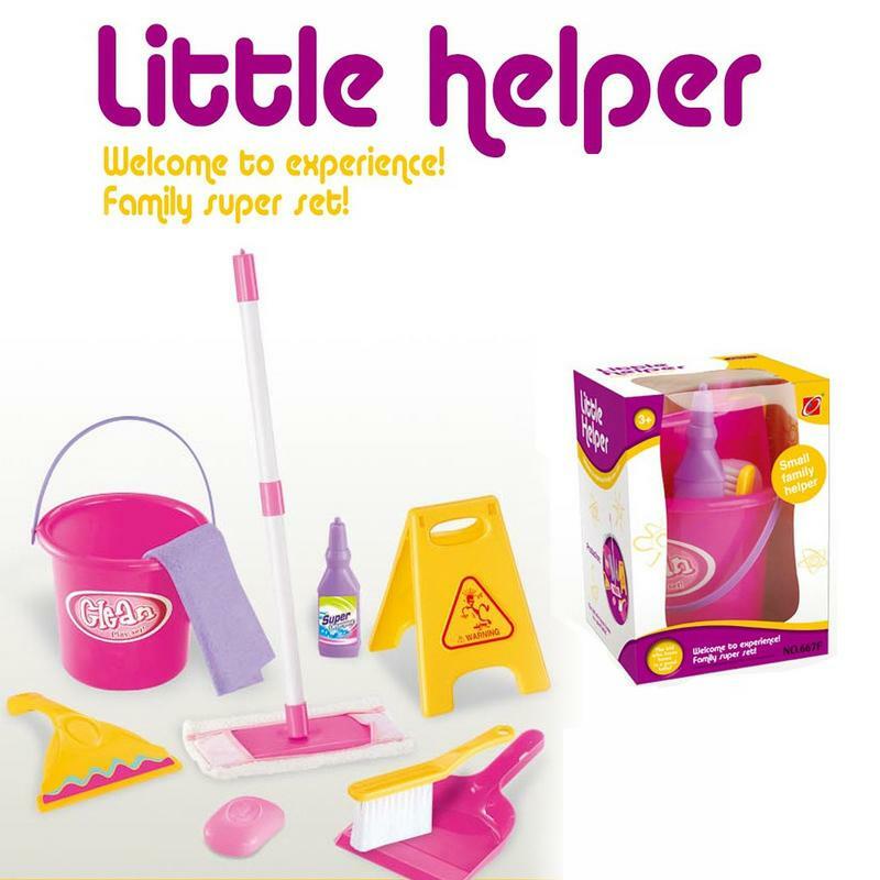 Set di scopa e pulizia per bambini Kit di pulizia Set di giochi di imitazione per ragazze e ragazzi 3 Set di scopa giocattolo per bambini per la pulizia della casa