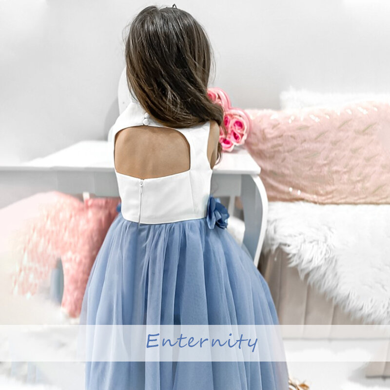 فستان بناتي رائع a-line بخصر زهرة Princesse Enfant فستان فتاة الزهور الطول الأرضي بدون أكمام Vestidos Para Niñas