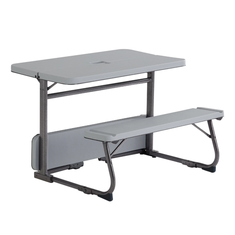 BOUSSAC طاولة أنشطة قابلة للطي للأطفال مع سطح نسيج رمادي والصلب والبلاستيك ، 33.11 "X 40.94" X 21.85"