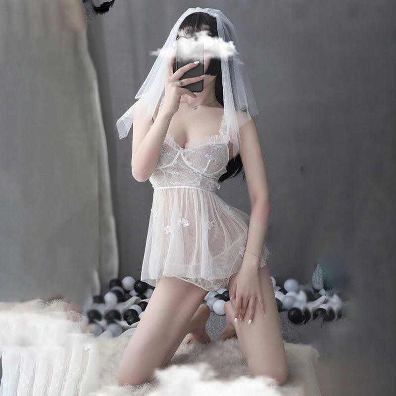 Seksowna damska bielizna nocna prześmienita koronkowa prowokacyjna koszula nocna solidna lekka bielizna nocna odzież erotyczna