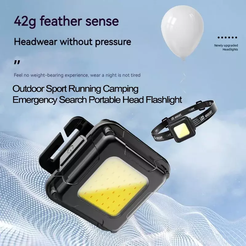 1-5PCS Mini COB LED Headlights Work Headlamp Waterproof Super Bright Outdoor Sport Camping Emergency Search Portable Flashlight
