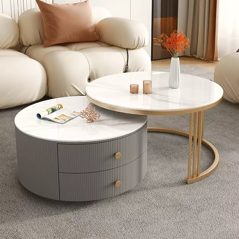 Mesa de centro de mármol de lujo nórdico, escritorio de té, Mesa plegable de vidrio, tocador, Mesa Auxiliar inteligente, muebles de sala de estar