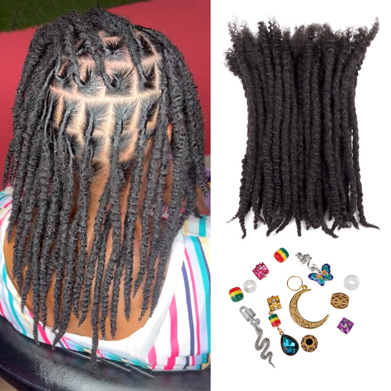Tekstur rambut manusia ekstensi Locs, ekstensi rambut asli